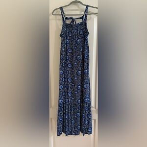 Floral Blue Women's Dress Tie back